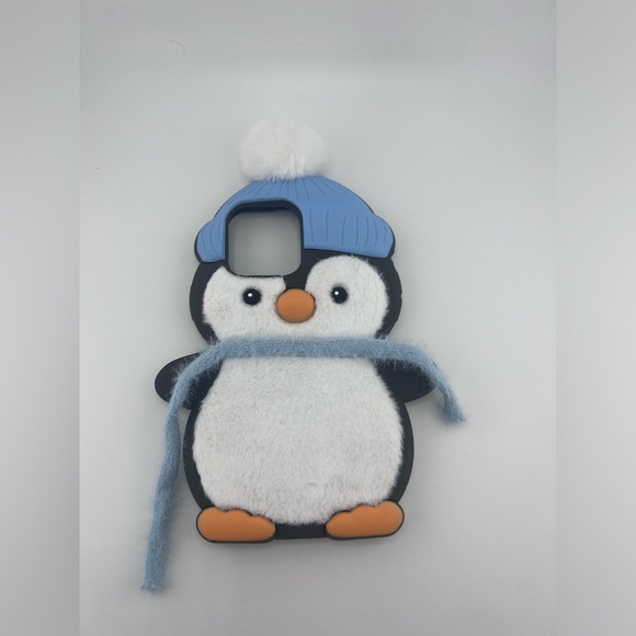 iPhone 16 Pro Max Case – 3D Penguin Winter Style with Fuzzy Texture & Beanie Hat - Picture 3 of 7